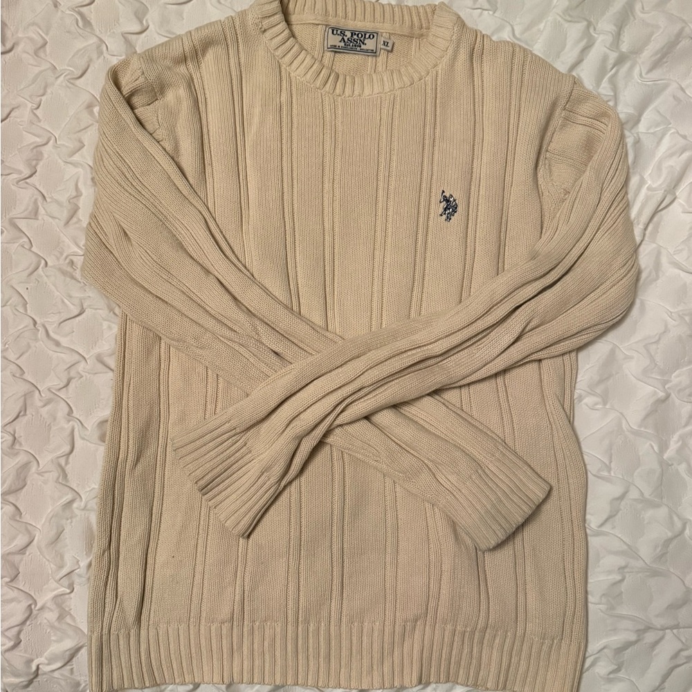 U.S. Polo Assn. Womens Beige Crewneck Sweater